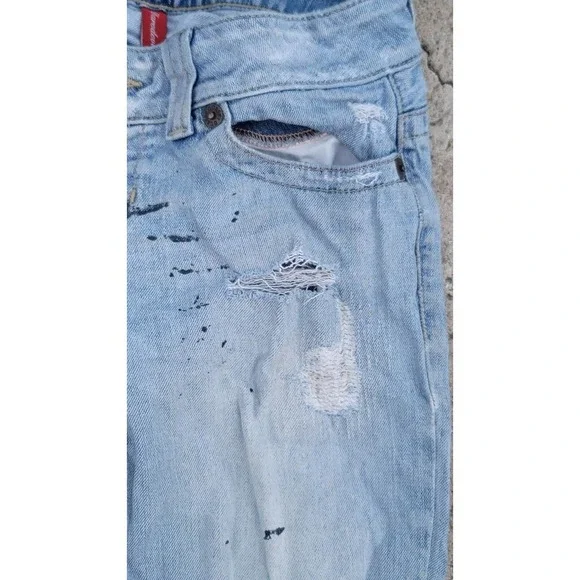 GUESS Jeans Daredevil Bootcut Distressed Reworked Denim Jeans - Picture 8 of 10